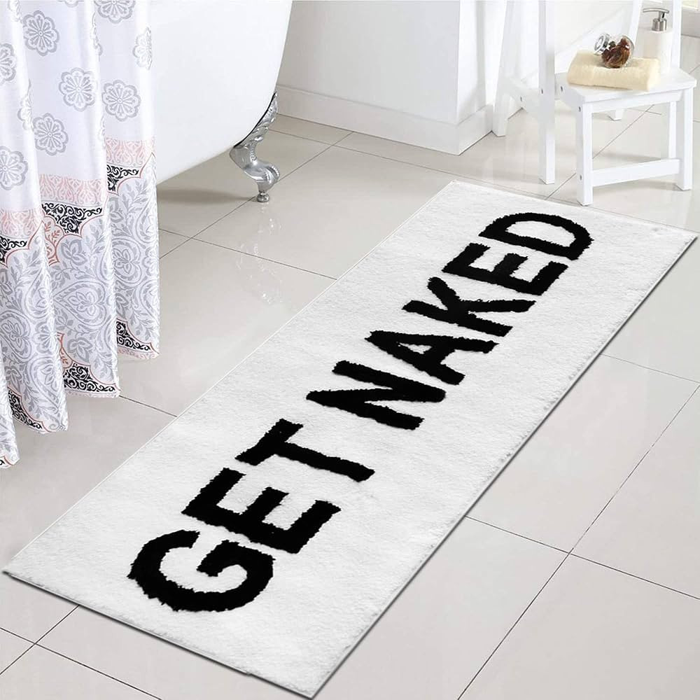 Zeeinx Get Naked Runner Cute Bathroom Rugs Long Get Naked Rug Funny Bathroom Decor for Apartment ... | Amazon (US)