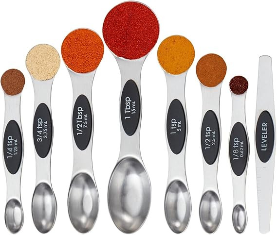 Gorilla Grip Magnetic Measuring Spoons 8 Piece Set, Stainless Steel Metal Cups, Dual Sided Nestin... | Amazon (US)