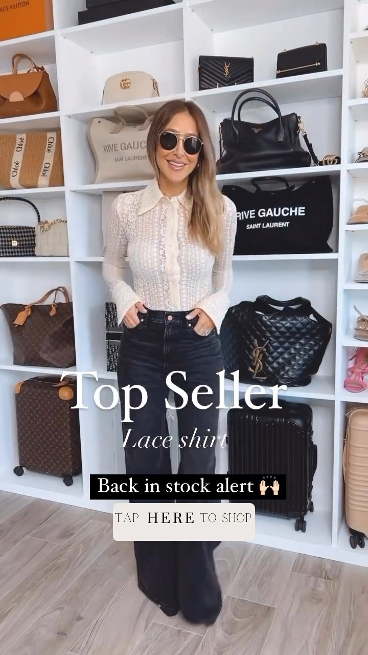 Gorgeous top seller lace shirt with wide leg jeans 👌🏻 beautiful combo . They run tts/ wearing a size small top and size 2 long on pants 


#LTKstyletip #LTKHoliday #LTKworkwear