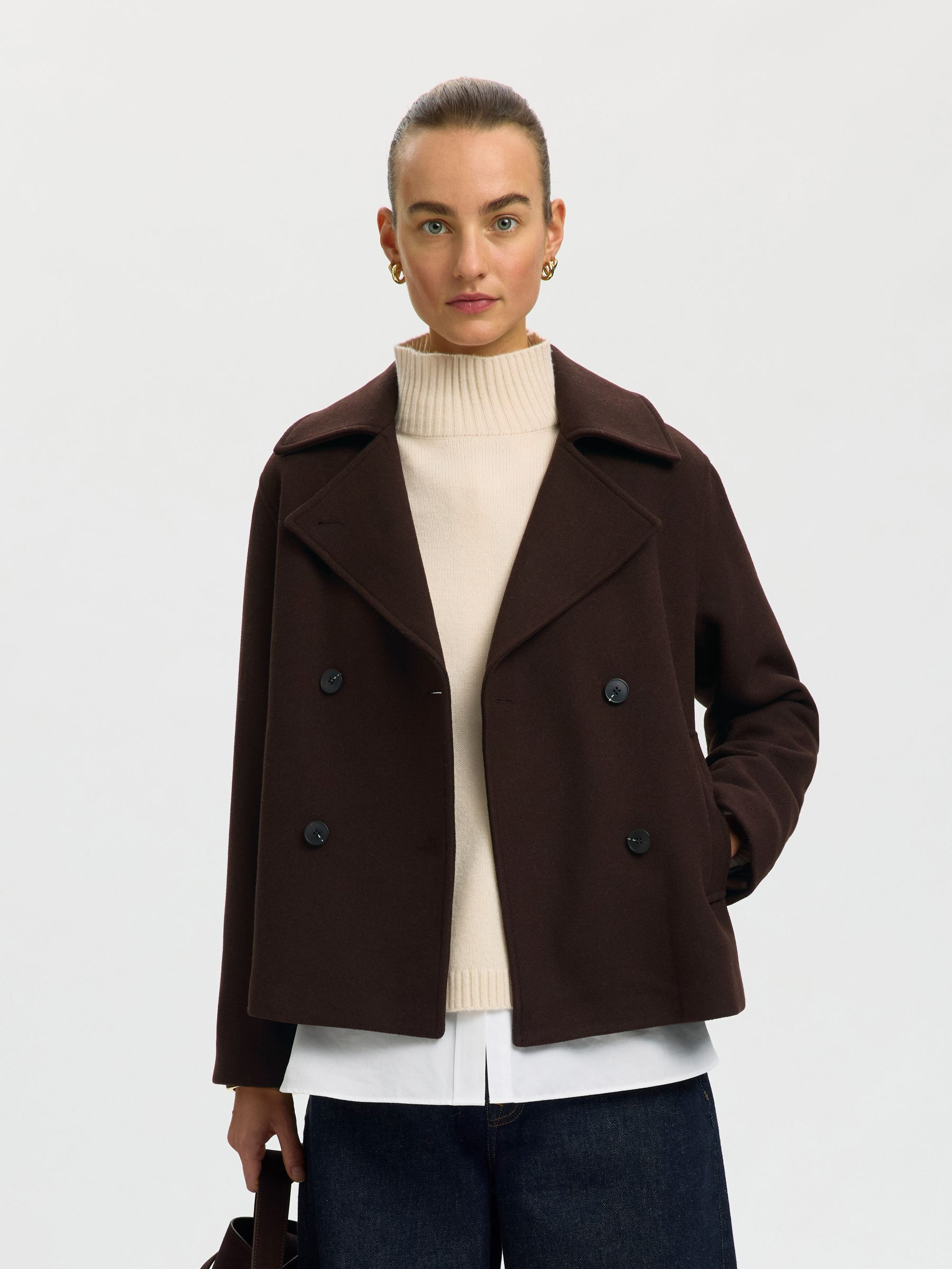 WOOL BLEND DOUBLE-BREASTED JACKET | Selected