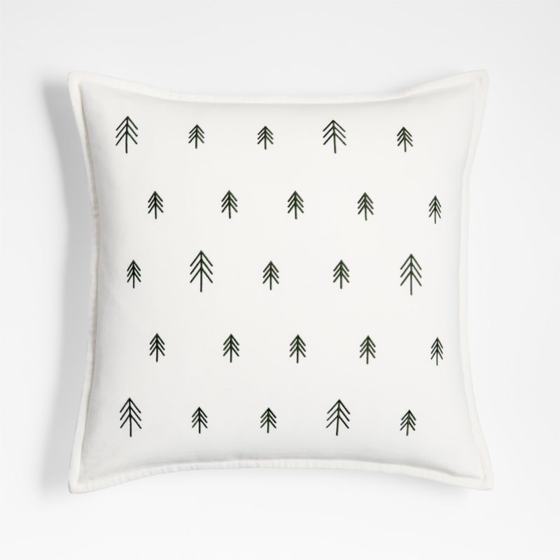 Organic Washed Cotton Velvet 20"x20" Green Trees Holiday Throw Pillow Cover + Reviews | Crate & B... | Crate & Barrel