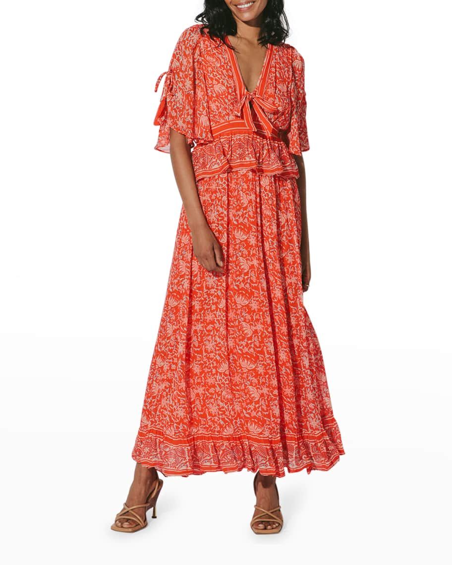 Cleobella Laurel Front-Tie Floral Maxi Dress | Neiman Marcus