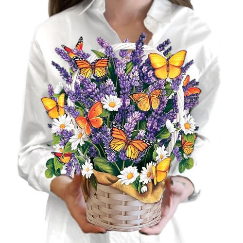 Freshcut Paper Pop Up Cards, Lavender & Butterflies, 12 Inch Life Sized Forever Flower Bouquet 3D Popup Greeting Card, Birthday & Thank You Card, Blank Notecard & Envelope | Amazon (US)