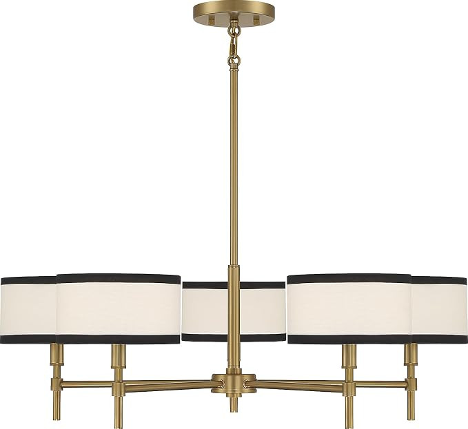 Meridian M10011NB Vintage Traditional White Fabric with Black Binding Chandelier, 5-Light 300 Tot... | Amazon (US)