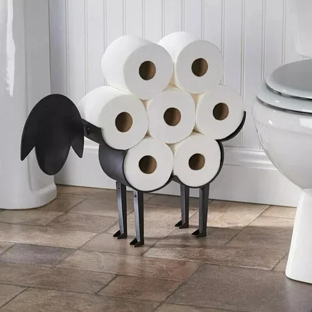 Toilet Paper Roll Holder 2022 Black Metal Wall Mounted Toilet Paper Basket Free Stand Toilet Tissue  | Walmart (US)