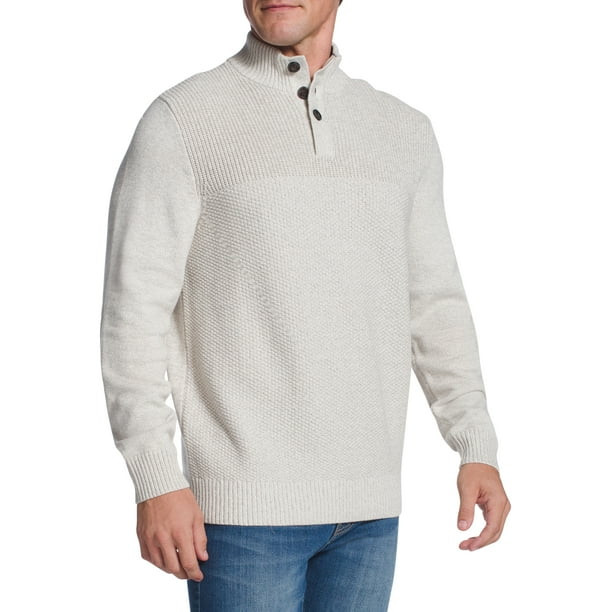 Chaps Men's Long Sleeve Classic Fit Button Mock Neck Sweater | Walmart (US)