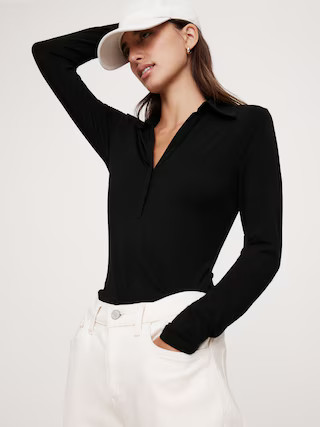 Luxe Wool-Blend Polo Top | Banana Republic (US)