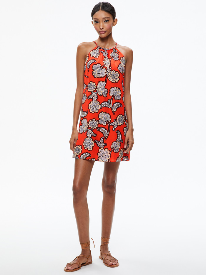 QUINN BRAIDED HALTERNECK MINI DRESS | Alice + Olivia