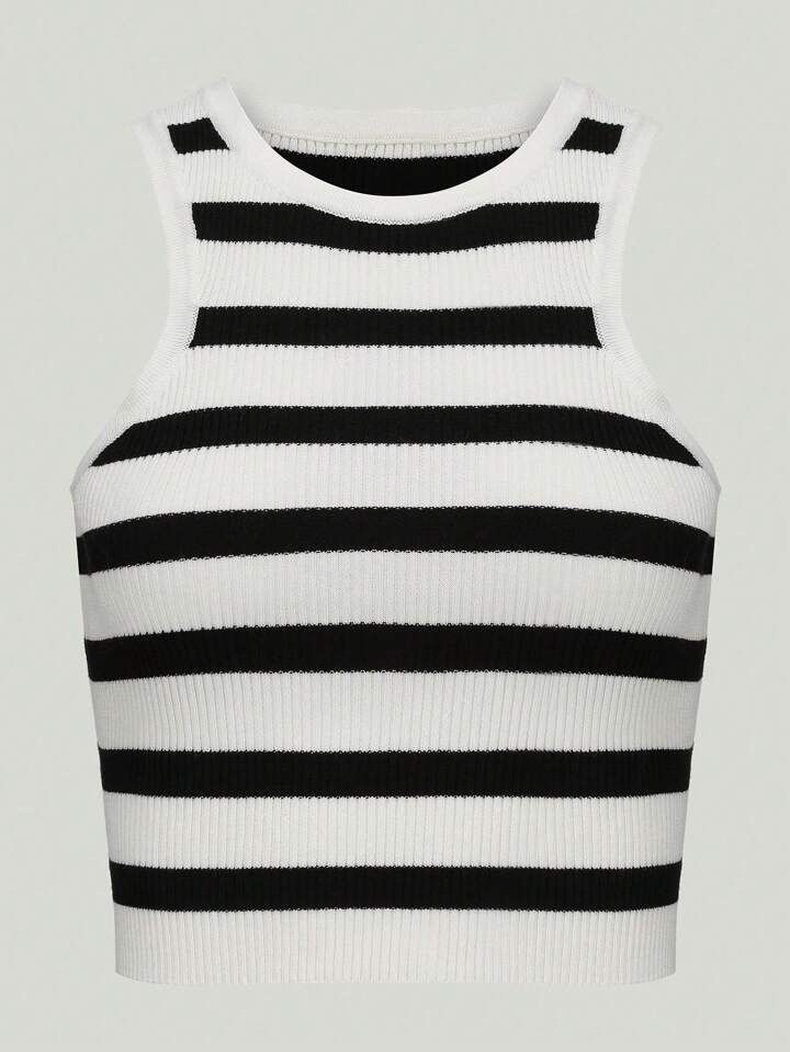 Women's Striped Sleeveless Knit Top | SHEIN