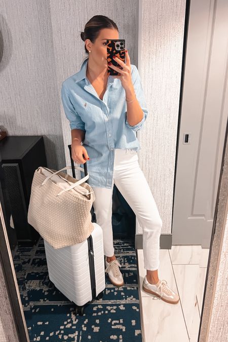 Wearing a men’s medium in this Oxford shirt because I wanted one with an oversized fit. Size 26 in white jeans (on sale 25% off today!)

#LTKSaleAlert #LTKTravel #LTKFindsUnder100