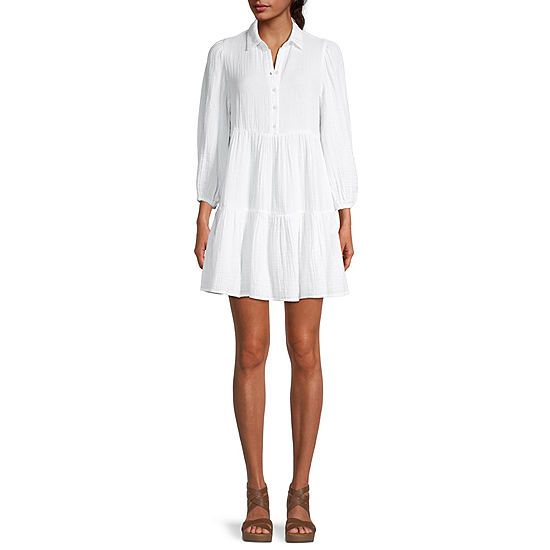 new!a.n.a Long Sleeve Shirt Dress | JCPenney