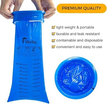 50 Pack Emesis Bag, Disposable Vomit Bags, Aircraft Barf Car Sickness Nausea Bags for Travel Moti... | Amazon (US)