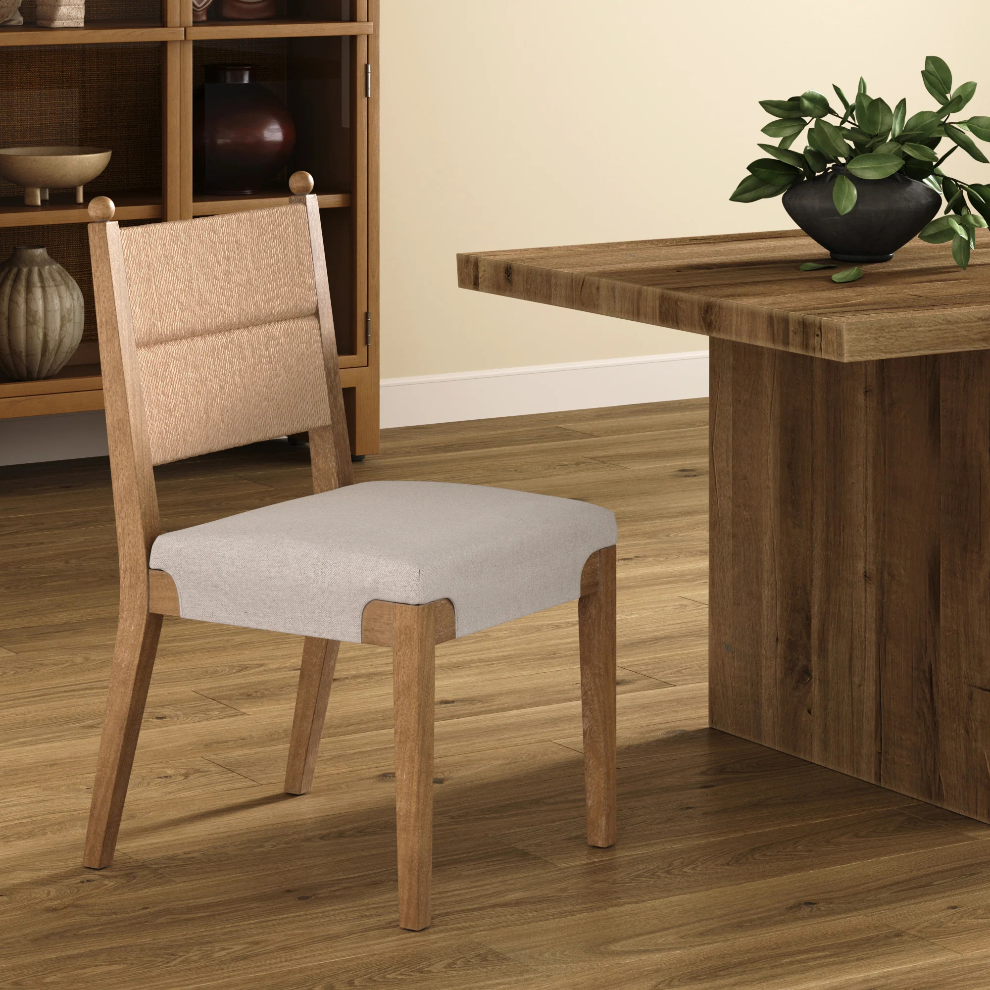 Boho Natural Flax & Seagrass Dining Chair | Nathan James