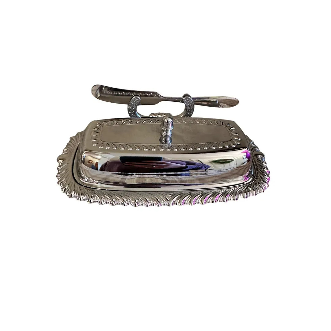 Vtg Irvinware Silverplate Butter Dish Glass Insert Cover W/ Spreader. Vintage Very Good Condition... | Etsy (US)