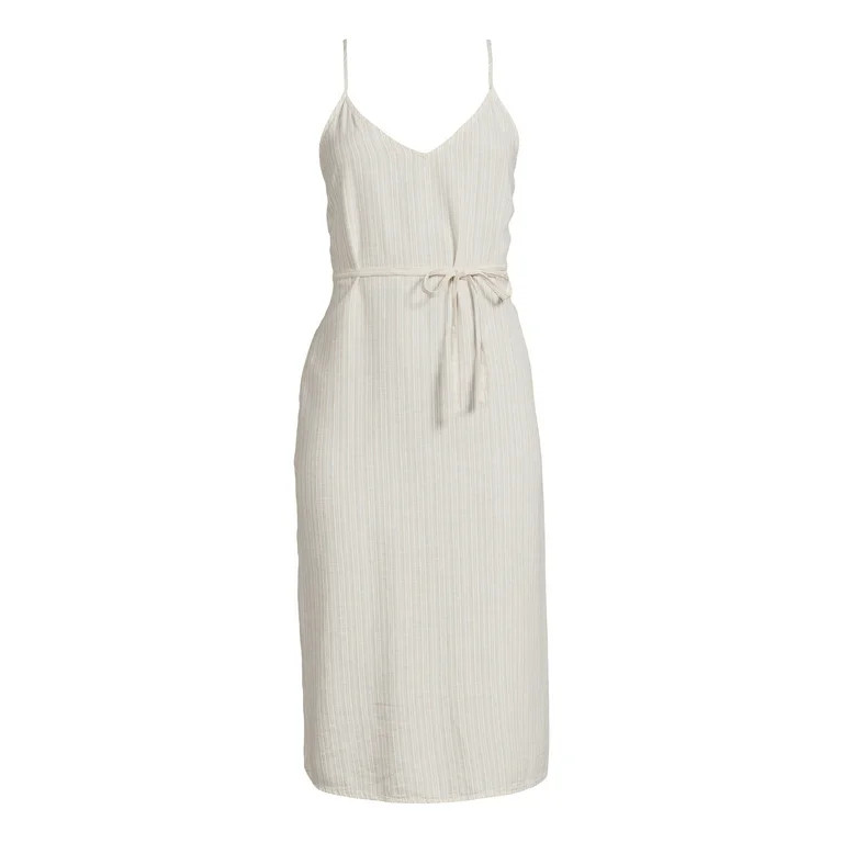 Time and Tru Women's Linen Blend Slip Dress, Sizes XS-XXXL | Walmart (US)