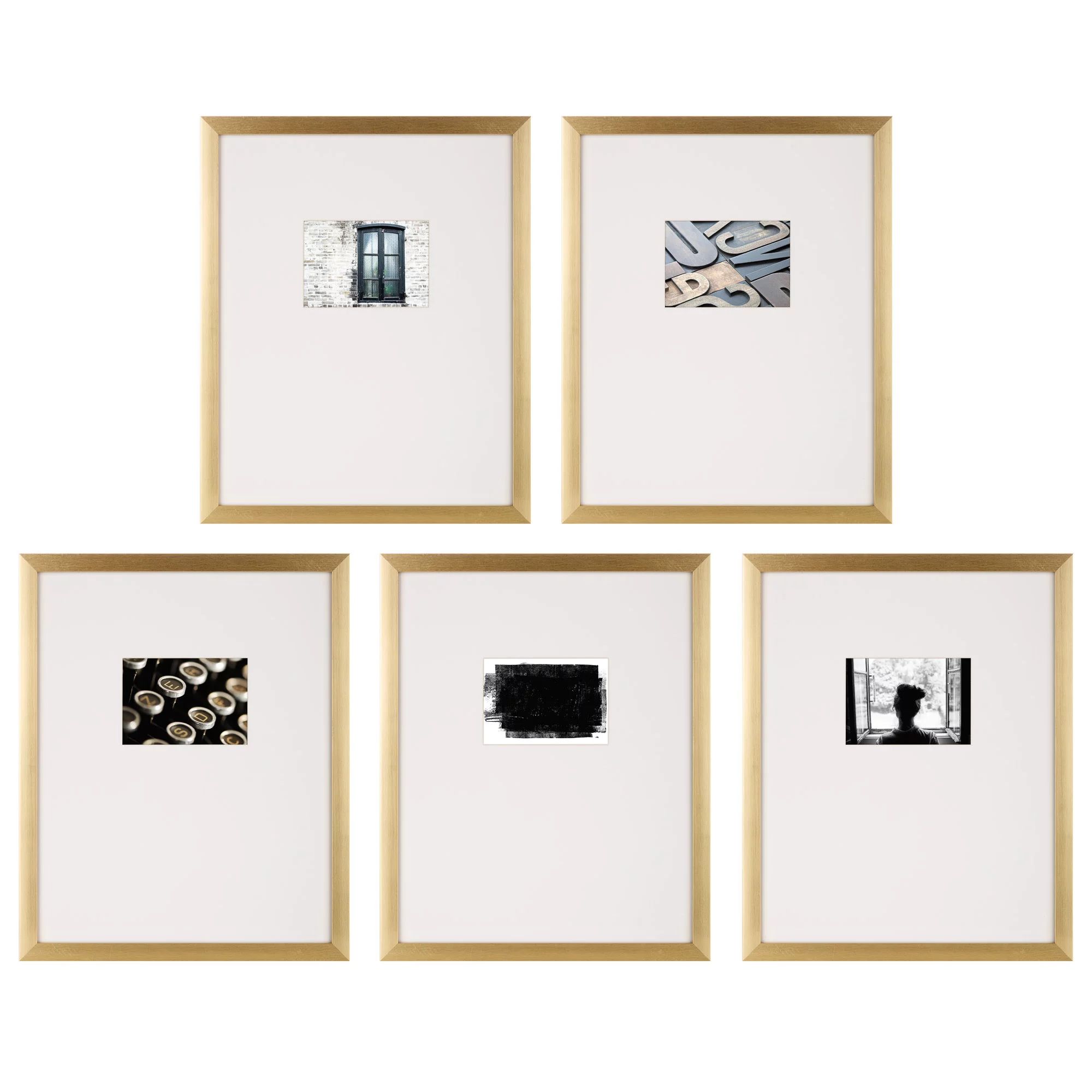 Instapoints 5 Piece Gallery Wall Picture Frame Set 16" x 20" Matted to 5" x 7" with Offset Mat & ... | Walmart (US)