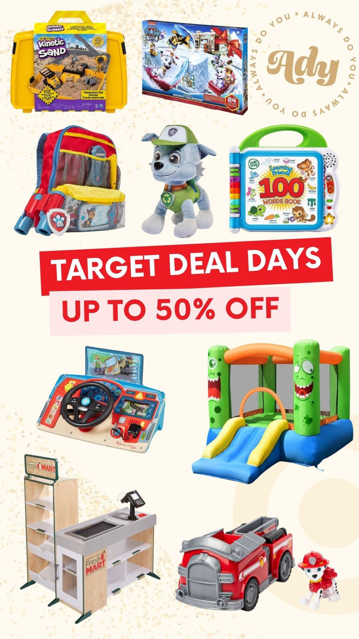 Target deal days - target toy gift guide - toy gifts for toddlers - toddler boy toys - kids gift guide - target deals - paw patrol 



#LTKHoliday #LTKsalealert #LTKkids