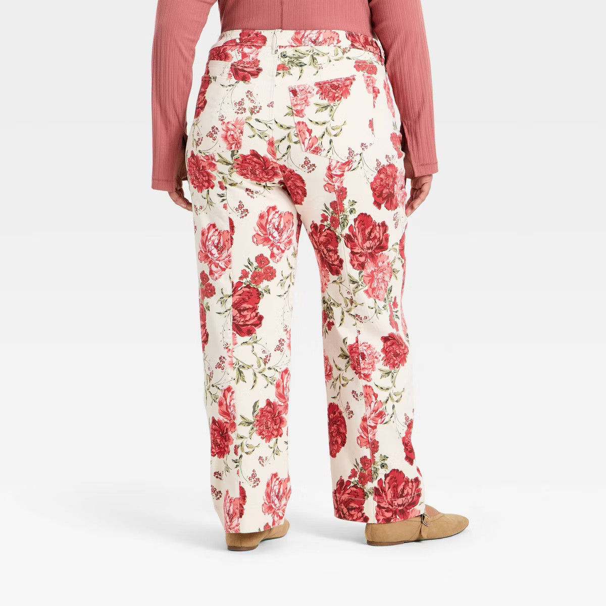 Women's High-Rise Straight Leg Jeans - Ava & Viv™ Rose Print | Target