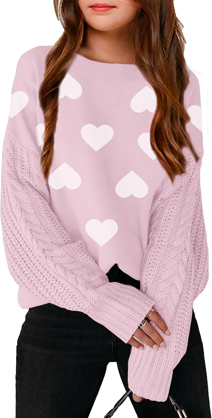 LAVASEON Girls' Sweaters Cute Tops for Teen Girls Crew Neck Black Knit Sweater | Amazon (US)