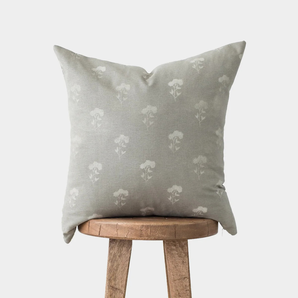 Fleur - Gray Floral Pillow Cover Single - 18'' | 22" | 24" | Woven Nook