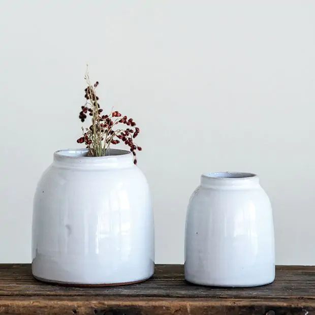 Round Terracotta Vase Pot Set of 2 | Antique Farm House