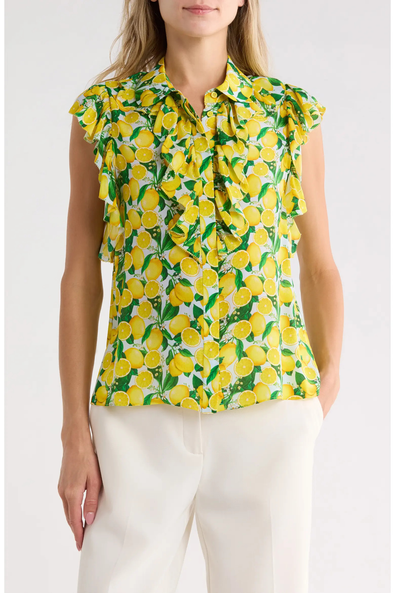 ALICE + OLIVIA Robbie Ruffled Silk Shirt (Women) | Nordstromrack | Nordstrom Rack