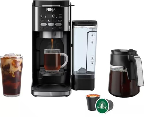 Ninja DualBrew Pro Hot & Iced Coffee Drip Coffee Maker (Renewed) | Compatible with K-Cup Pods | 3 Brew Styles (Classic, Rich, & Iced) | 70oz Removable Reservoir & Dishwasher Safe | Black | 14-Cup | Amazon (US)
