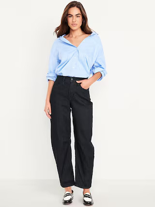 High-Waisted Wow Barrel Ankle Jeans | Old Navy (US)