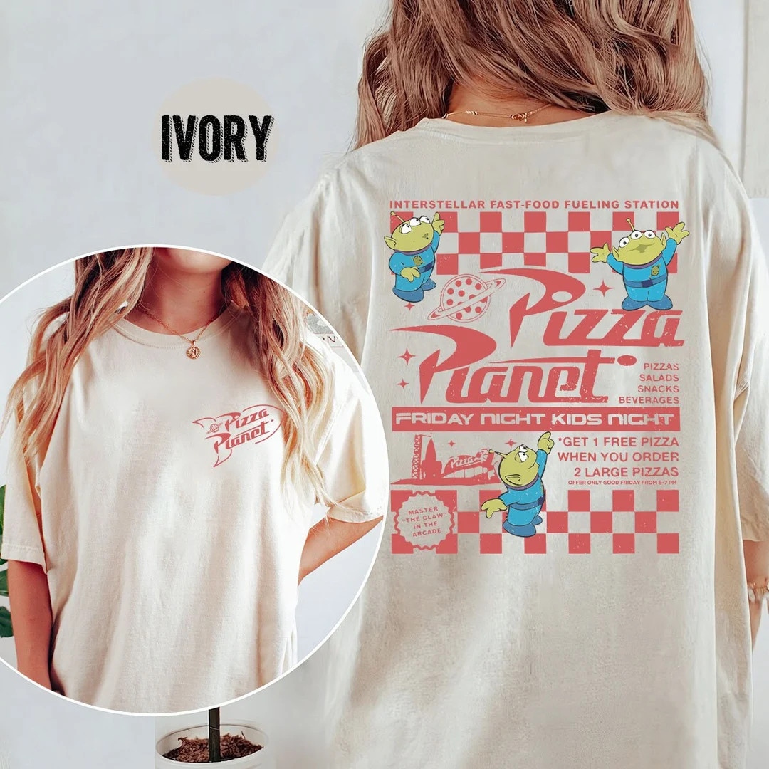 Vintage Two-sided Pizza Planet Toy Story Shirt, Disney Toy Story Aliens Comfort Colors Shirt, Piz... | Etsy (US)