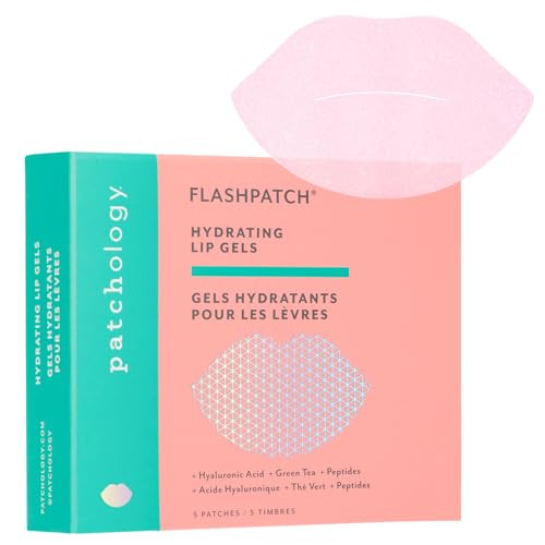 Patchology FlashPatch Hydrating Lip Mask Gels with Hyaluronic Acid, Green Tea & Peptides – Ultra Moisturizing Lip Treatment & Lip Patches for Dry Lips – Hydration & Repair – Day & Night Use (5 Count) | Amazon (US)