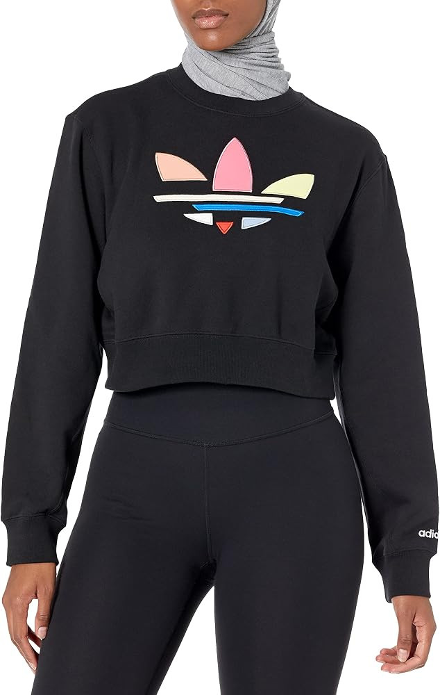 adidas Originals Women's Adicolor Shattered Trefoil Cropped Sweatshirt | Amazon (US)