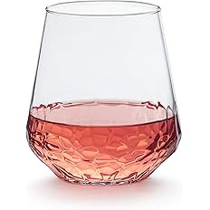 Libbey Hammered Base All-Purpose Stemless Wine Glasses, Set of 8, 17.75 oz, Clear | Amazon (US)