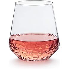 Libbey Hammered Base All-Purpose Stemless Wine Glasses, Set of 8, 17.75 oz, Clear | Amazon (US)