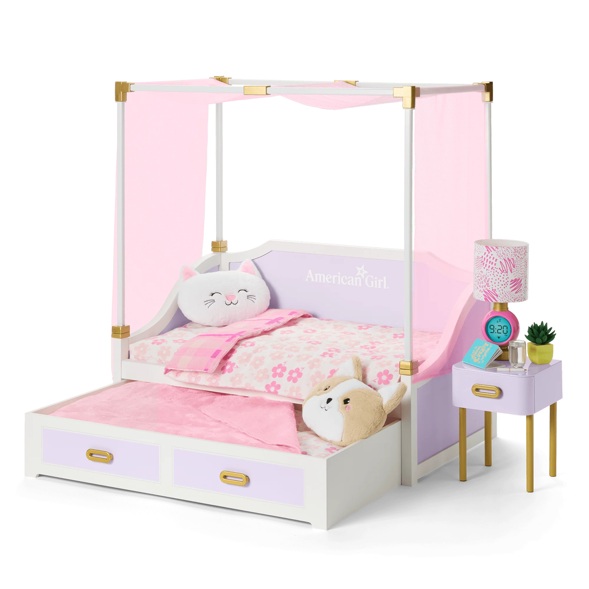 All Set for Sleepovers Canopy Bed & Nightstand | American Girl® | American Girl