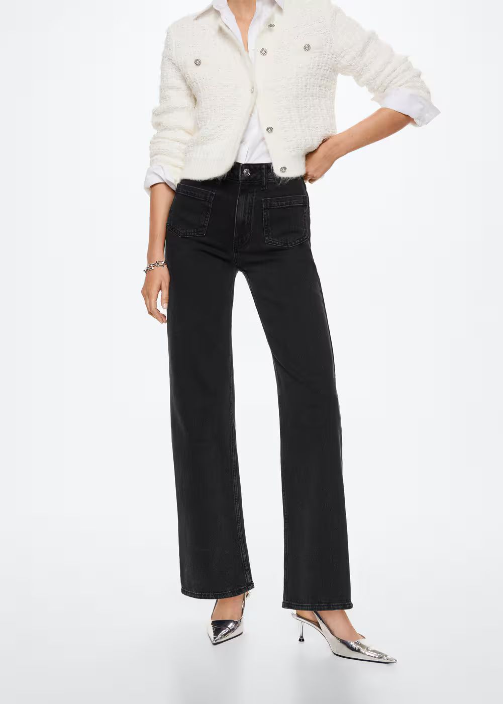 Wide-leg jeans with pockets | MANGO (UK)