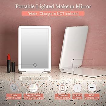 Rechargeable Travel Makeup Vanity Mirror with 72 Led Lights, FUNTOUCH Portable Lighted Makeup Bea... | Amazon (US)
