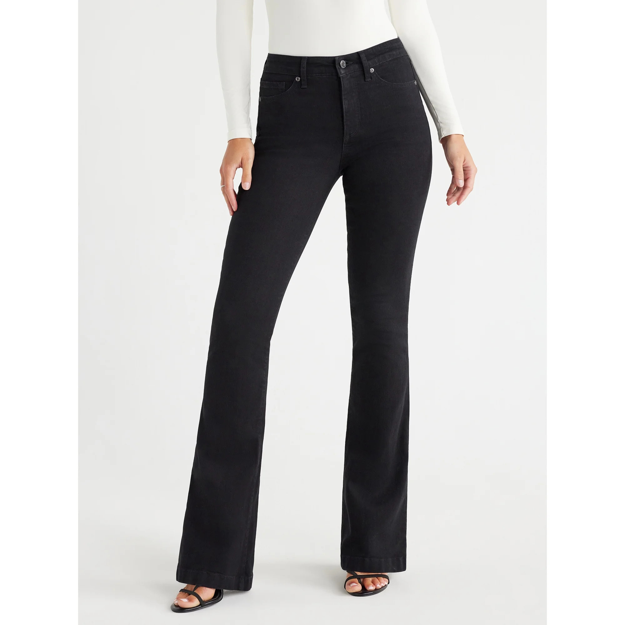 Sofia Jeans Women's Melissa Flare High Rise Black Jeans, 33" Inseam, Sizes 2-20 - Walmart.com | Walmart (US)