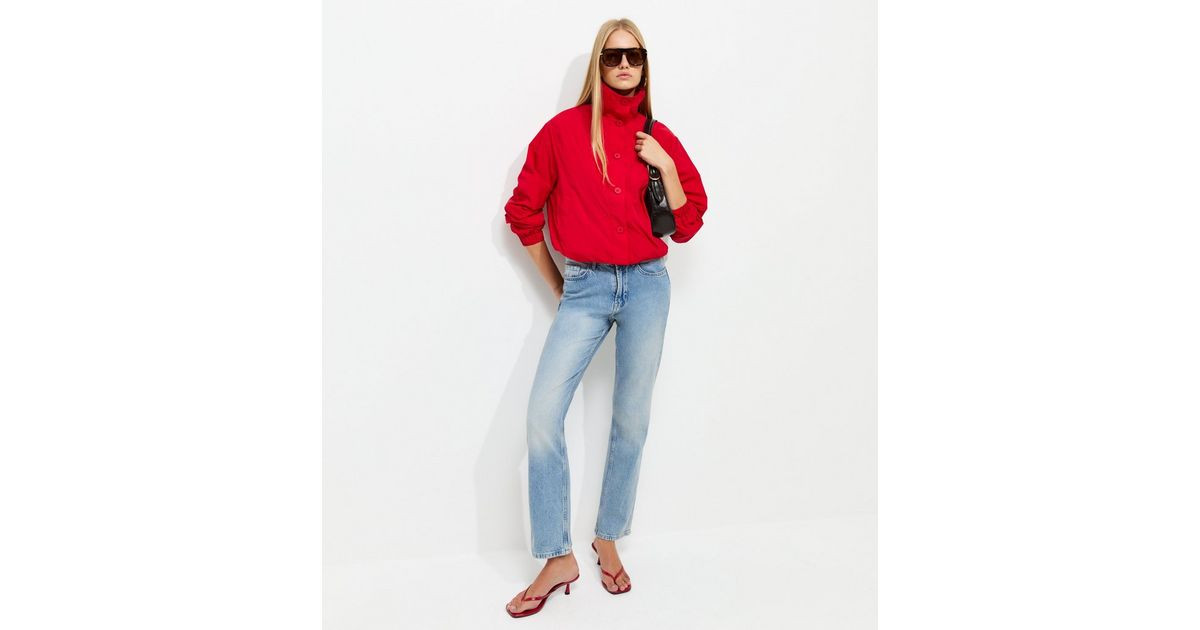 Women's Bright Red Button Front Short Windbreaker Jacket New Look | New Look (UK)