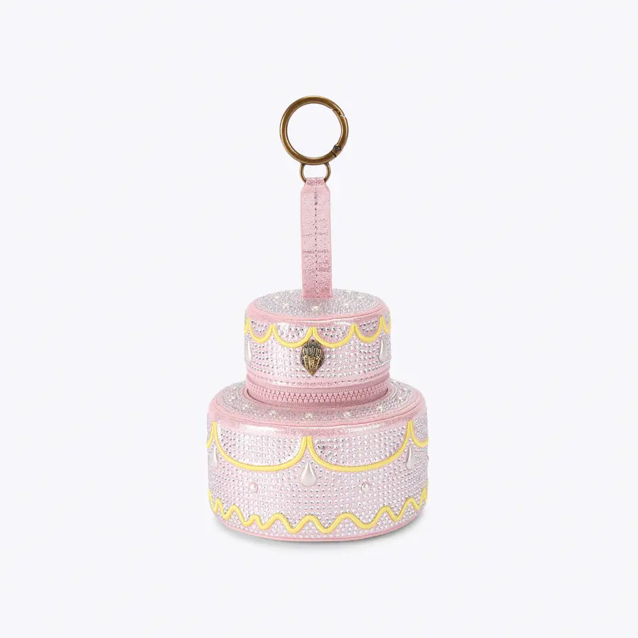 MINI CAKE CHARM Pale Pink Crystal Embellished Zipped Charm  by KURT GEIGER LONDON | Kurt Geiger US