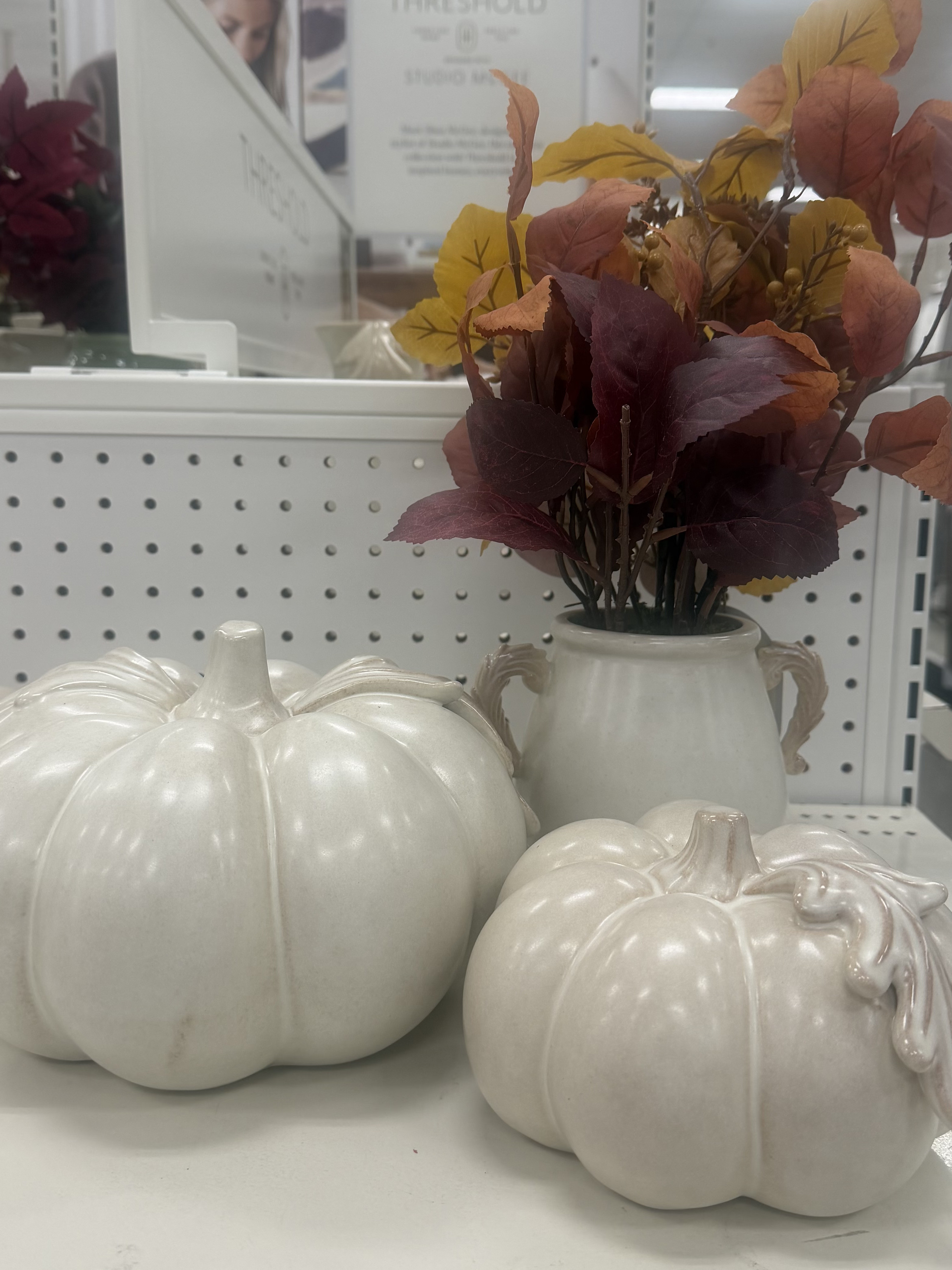 These faux pumpkins and Fall leaves would be an easy addition to a side table to add a touch of seasonal decor to your space.  

 #LTKSeasonal #LTKHome
