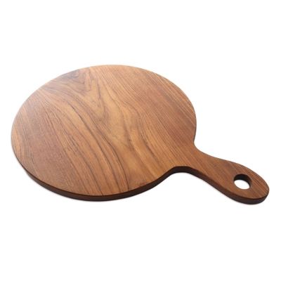 Handcrafted Round Teak Wood Cutting Board | NOVICA