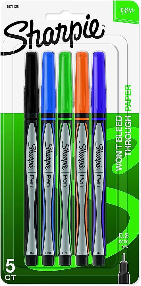 SHARPIE Pens, Fine Point (0.8mm), Assorted Colors, 5 Count | Amazon (US)