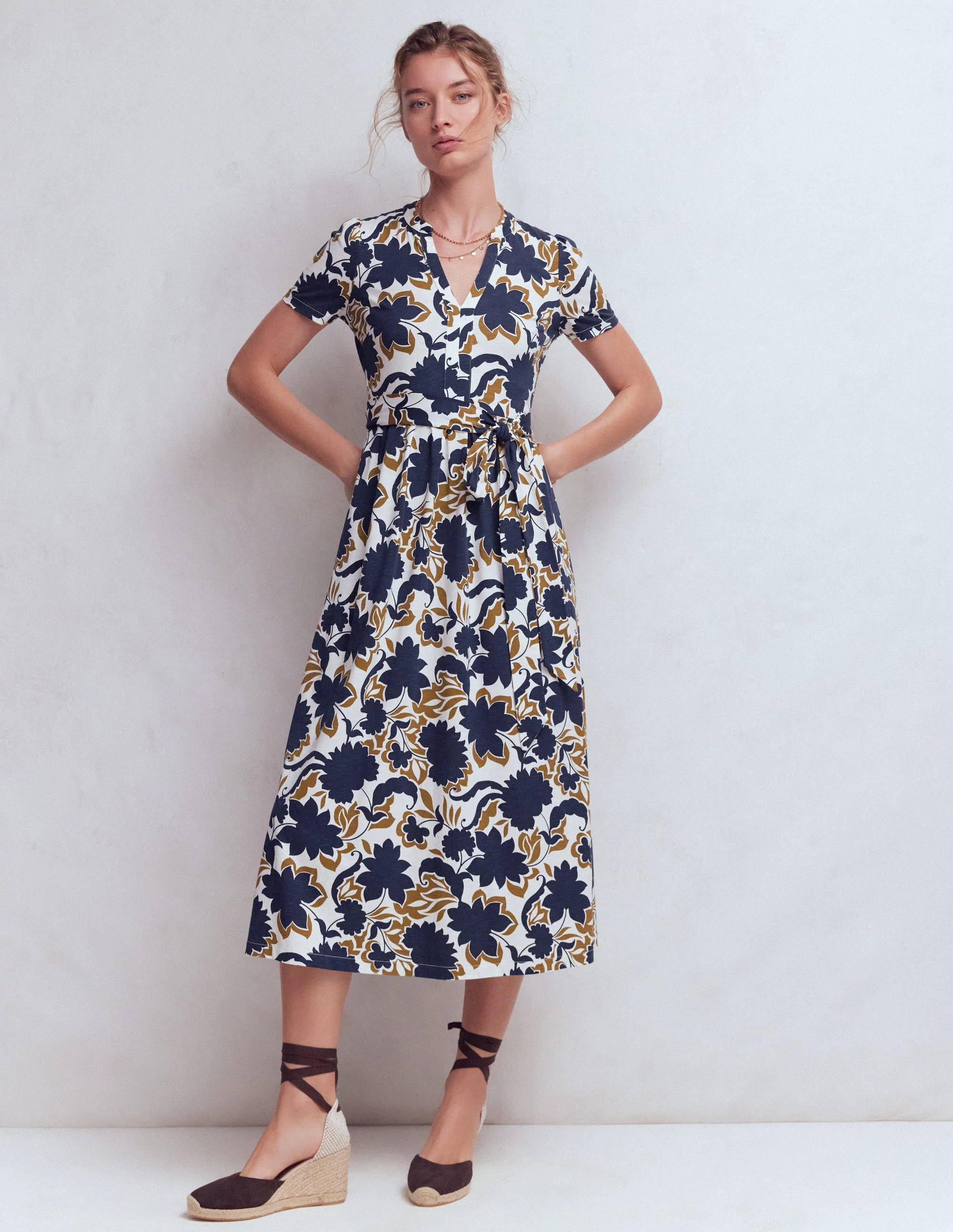 Boden Women's Naomi Jersey Midi Dress in Blue | Size 12 | Boden (US)
