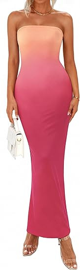 PRETTYGARDEN Women Summer Strapless Maxi Dress Bodycon Floral Sexy Long Wedding Guest Dress Forma... | Amazon (US)