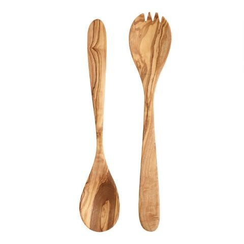 Olive Wood Salad Servers 2 Piece Set | World Market