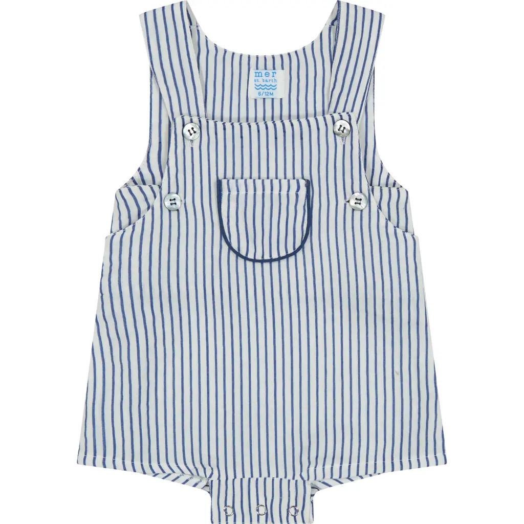 Mer St. Barth Julien Baby Boy Romper Marine Stripe in Blue at Nordstrom, Size 18-24M | Nordstrom