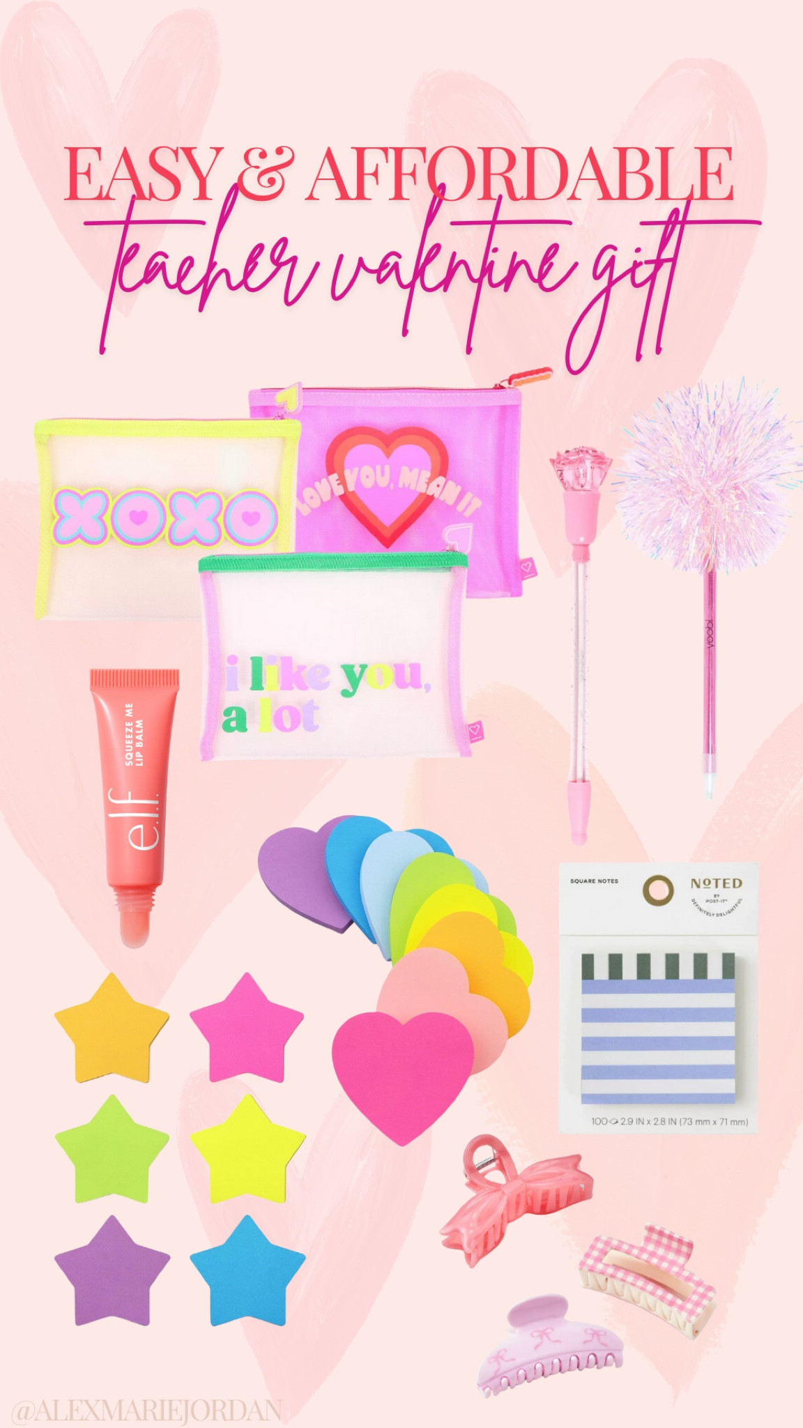 Easy affordable teacher valentine gift for under $20 with items from target and Amazon 💌 cutest valentine reusable pouch filled with treats, sticky notes, and other fun surprises! 

#LTKSeasonal #LTKGiftGuide #LTKFindsUnder50