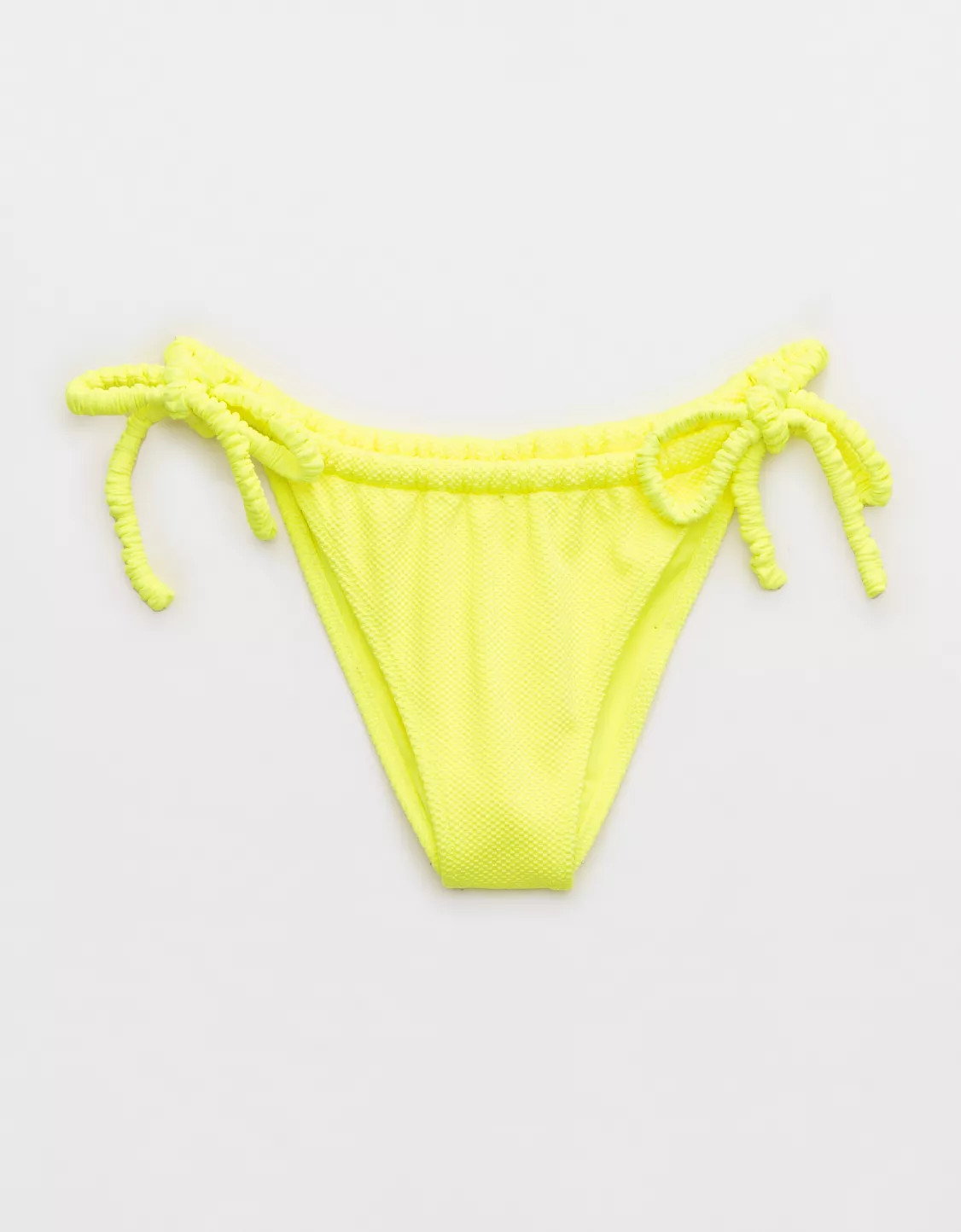 Aerie Shine Pique Low Rise Scrunchie Tie Cheekiest Bikini Bottom | Aerie