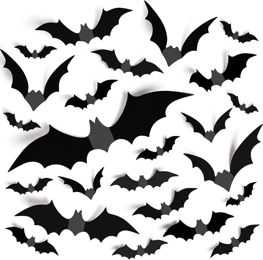 TDHDIKE Halloween Bats Decorations Wall Decor 140pcs Black PVC Bat Stickers | Amazon (US)