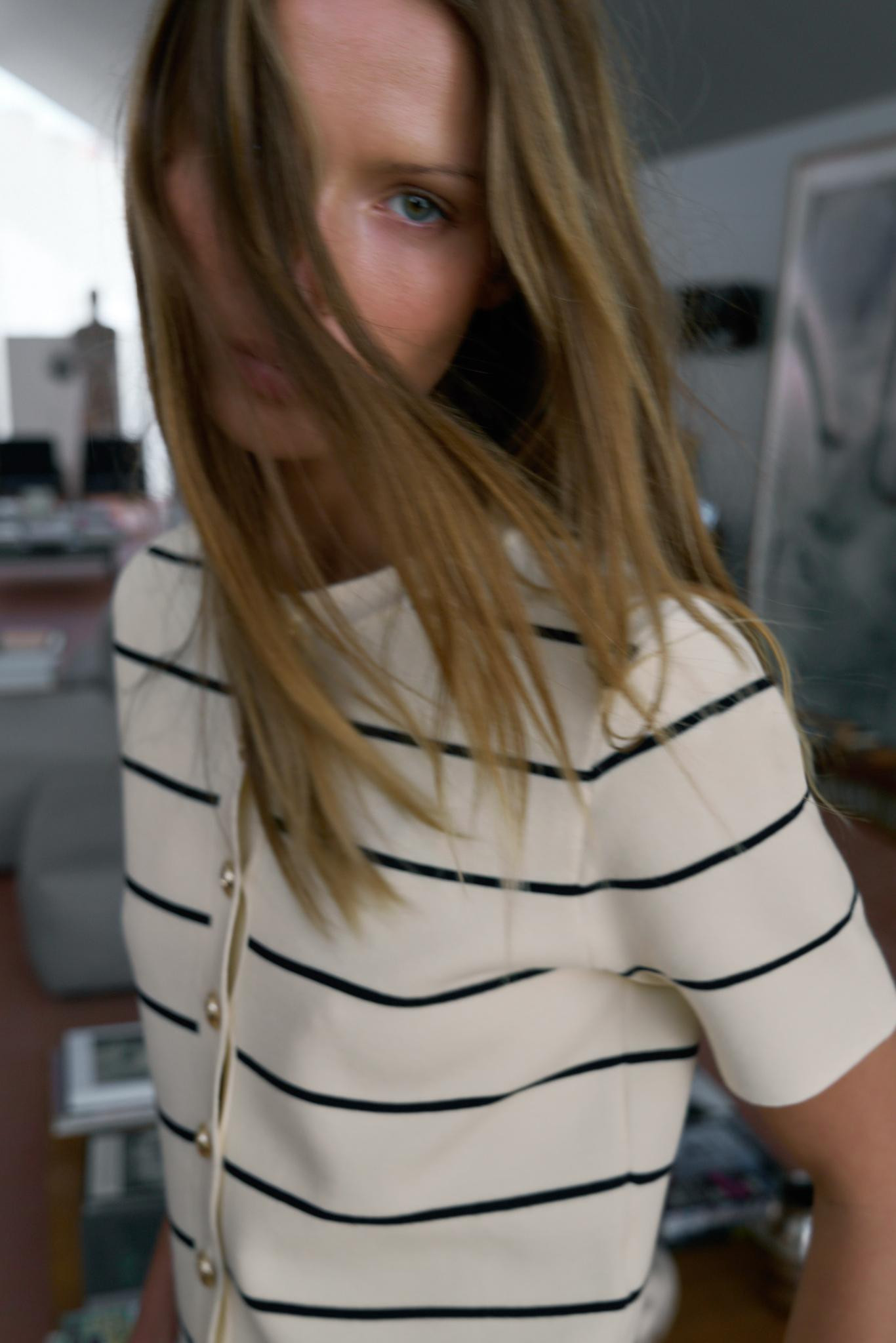 SHORT SLEEVE STRIPED CARDIGAN | Zara US